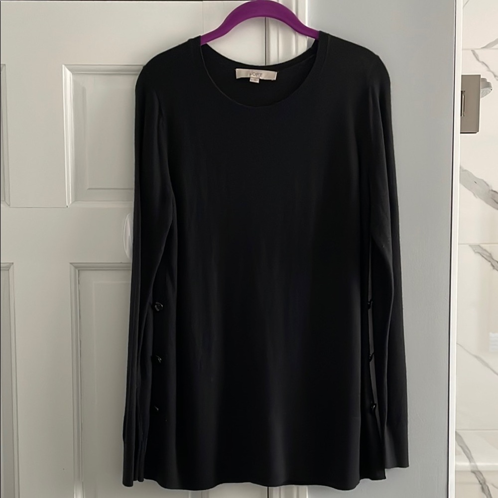 LOFT Black Sweater with Side Buttons Size L